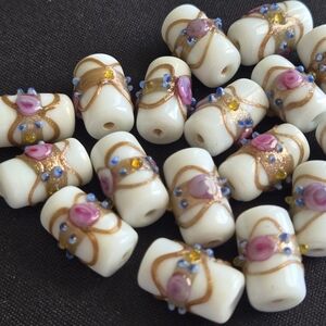 "Wedding Cake" Style Glass Beads W/ Wedgwood Bone China Trinket Box